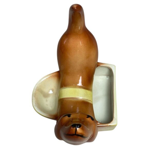 VTG A.L. Hirsch Dachshund Ceramic Planter Ashtray Mid-Century Brown Dog Figuine - Picture 4 of 10